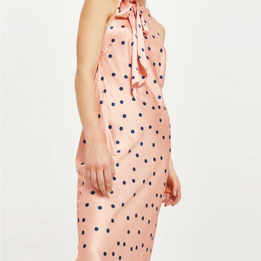 NWT Topshop Pink and Navy Polka Dot Midi Dress